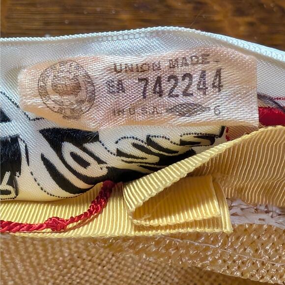 Vintage 1960s MCM Beaded Light Beige Woven Straw Puffy Bubble Hat, Mr. John Jr. - Picture 8 of 8